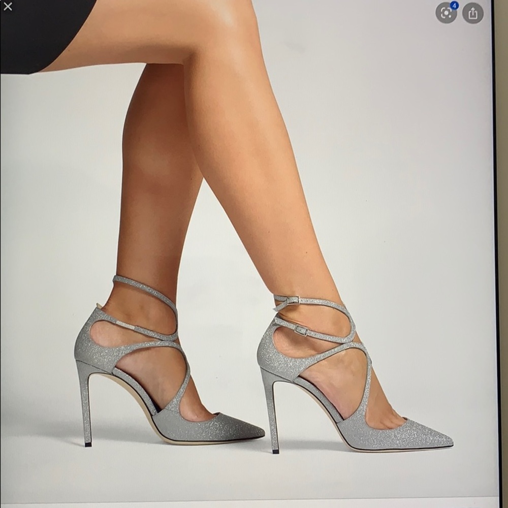 Jimmy Choo Lancer 100 Silver Glitter Pumps